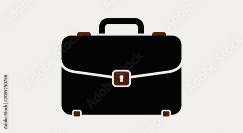 Minimalist Illustration of a Black Briefcase for Business Professionals, Ready for Work