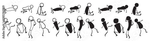 Photos Set of Stick Figures Vector Silhouettes