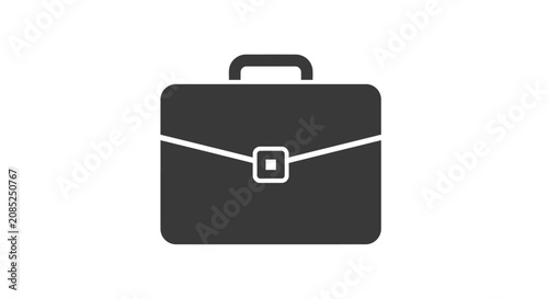Minimalist monochrome illustration of a briefcase against a plain white background