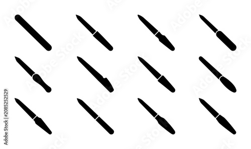 Billede på lærred Set of 12 Black Nail Files, Manicure Tools, Beauty Accessories, Cosmetic Impleme
