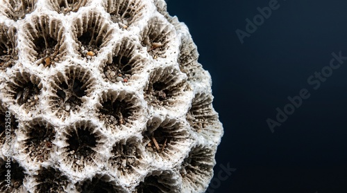 Creative Close-up of coral, honeycomb coral, white and brown coral, coral reef texture 2k