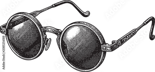 Black Metal Sunglasses Isolated on White Background with Modern Fashion Design and Reflective Lenses