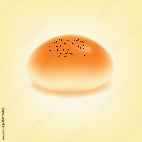 Vector bread bun single bakery product food icon illustration