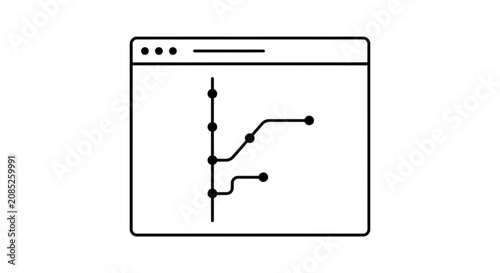 Obraz na plátně A version control git branch visualization vector image representing software development repository forks code updates workflow structure within a clean web browser window