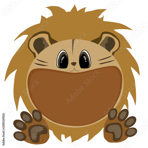 Cute Lion Cartoon Holding Brown Blank Signboard Illustration