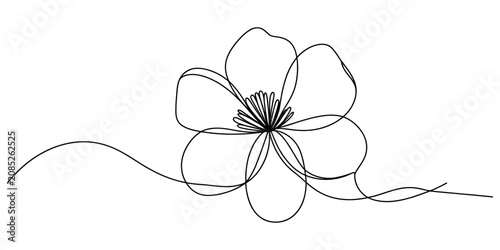 Φωτογραφία Minimalist continuous single line drawing of a beautiful flower with elegant cur