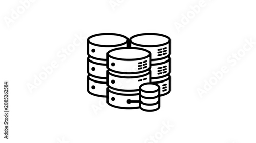 Fotografie Structured black and white vector image of multi-tier database server stacks con