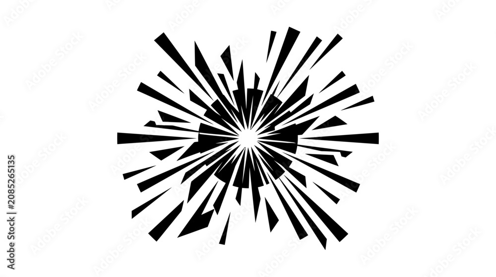 Fototapeta premium Abstract Starburst Explosion Black and White Graphic Element