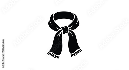 Cuadro en lienzo Folded scarf with knotted center and fringed ends a black and white silhouette s