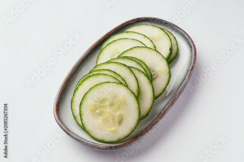 Sliced cucumber on a plate