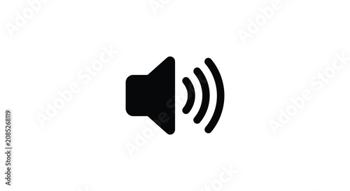 Photography Black speaker silhouette with sound waves against a white background a simple gr