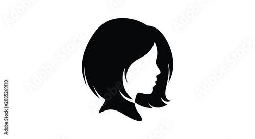 Bild auf Leinwand Woman s head profile in black silhouette against a white background a simple gra