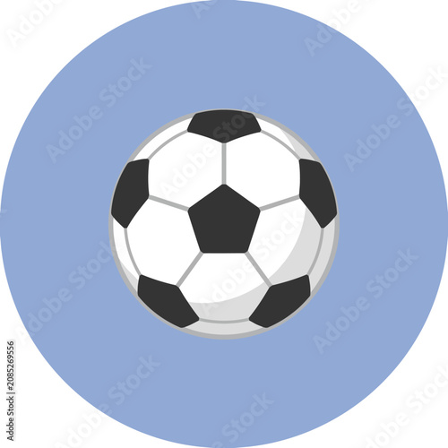 A classic soccer ball icon centered on a blue circle background