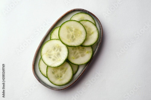 Sliced cucumber on a plate