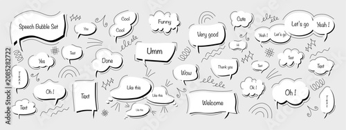 speech bubble text box set. Message shape speech bubble vector illustration. For chat, message, banner, template, sticker, logo, marketing,comic, cartoon,web, online,ad