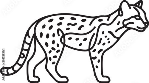 Canvas Print Ocelot line art vector, spotted wild cat illustration, minimalist animal graphic