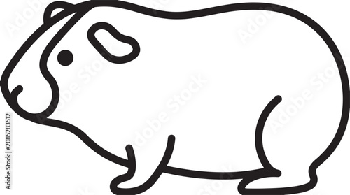 Fotografie Minimalist guinea pig vector illustration, a cute pet rodent in a simple black a