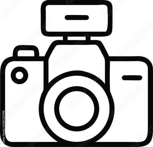 Cuadro en lienzo Digital single lens reflex camera with flash on top  electronic device