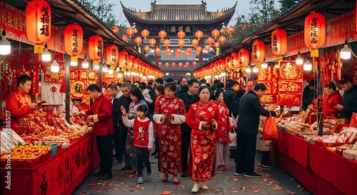 Traditional Chinese lion dance performance celebration.