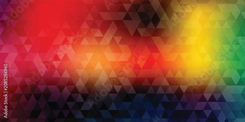 Retro abstract geometric pattern featuring colorful gradient mosaic backdrop in a triangular hipster style.