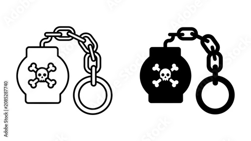 Tableau sur toile Toxic Bondage Icon: A symbolic representation of toxic relationships or harmful addictions, depicted as a chain linking a skull and crossbones symbol to a ring