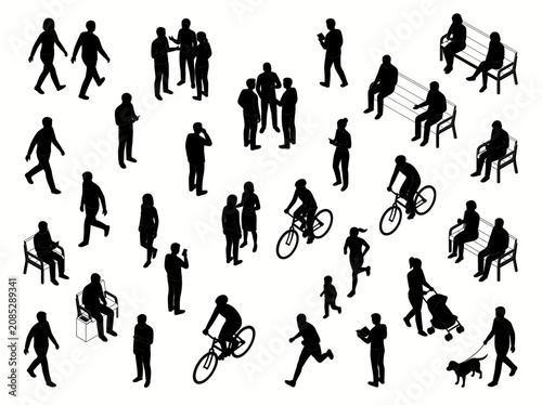 Schilderij op canvas CAD compatible isometric human silhouettes for design