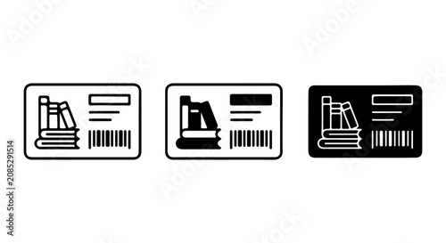 Library Card Icons, Book Access Pass Vector Set, Reading Membership Identification