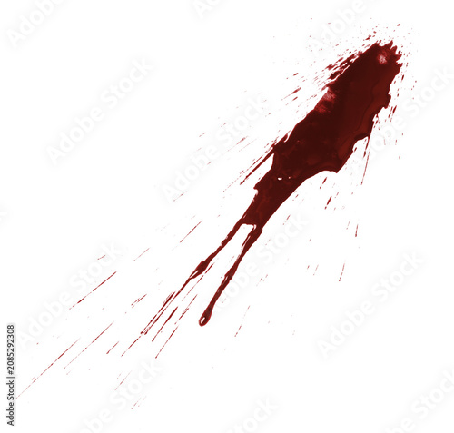 Bild auf Leinwand Diagonal blood splatter with long streaks, isolated on transparent cutout backgr