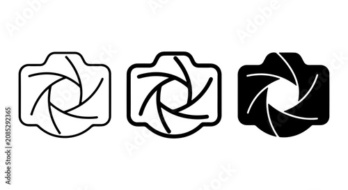 Fotografía Camera Aperture Icons, Photography Symbol Set, Digital Lens Diaphragm Vector Gra
