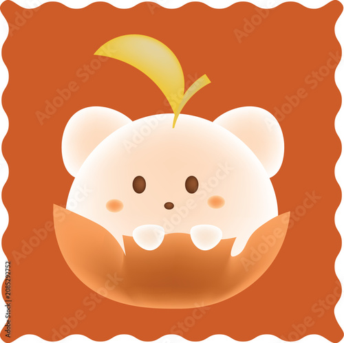 Vector cute teddy bear jelly pudding sweet dessert food character icon sticker