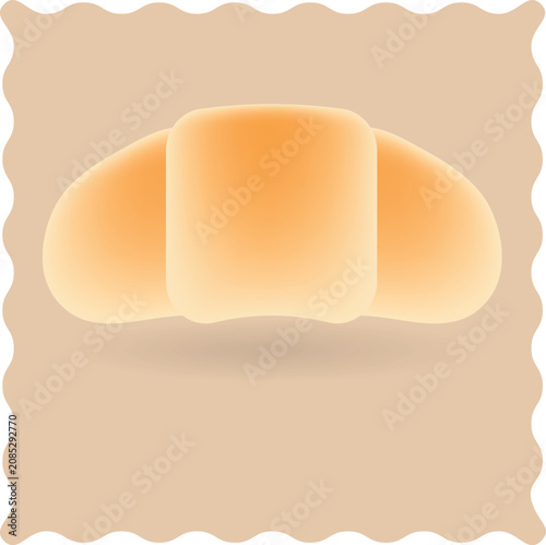 Vector fresh croissant french bakery pastry single food icon object illustration