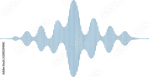 Blue vertical line waveform visualization centered on a white background