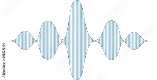 Tableau sur toile Blue verticallystriped wave pattern oscillating around a central horizontal axis