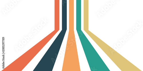 Retrofuturism poster design in trendy retro line style. Modern art poster retro vintage style 70s stripes background template lines shapes vector design.