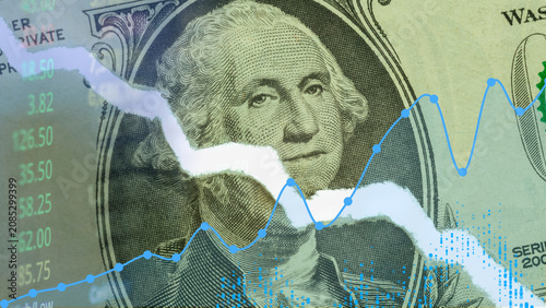 Obraz na plátne The economic recession and financial currency depreciation of the United States