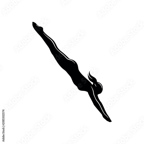 silhouette of a women diving