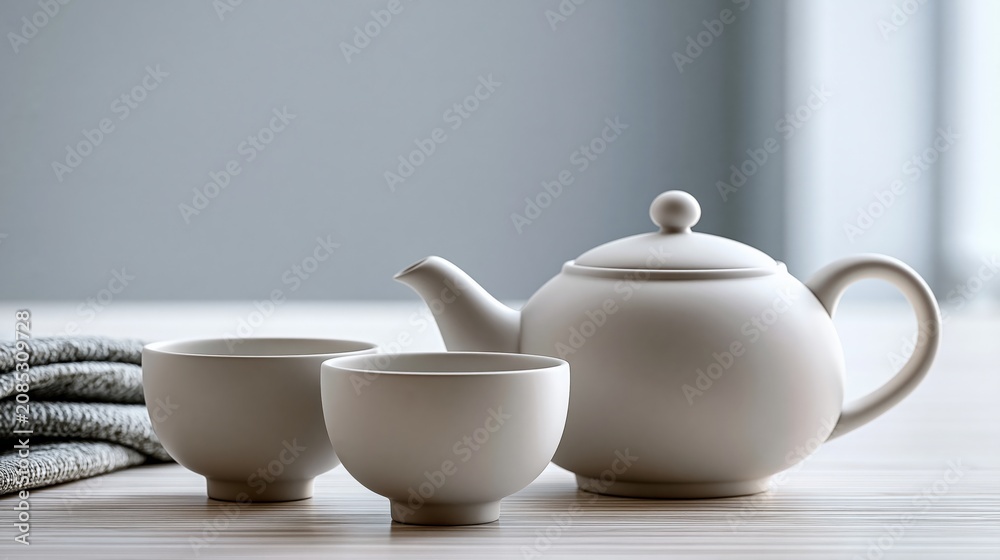 Fototapeta premium Ceramic tea set with dried flowers and star anise