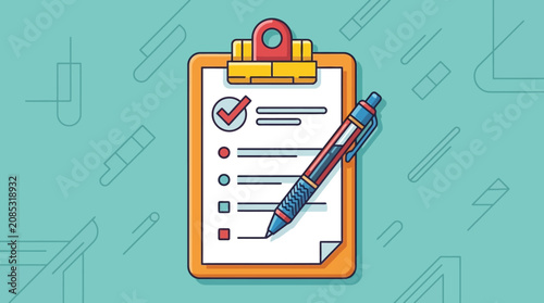 checklist being filled with pencil on clipboard for task management and productivity