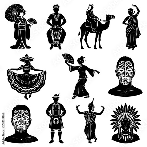 cultural diversity ethnic groups and traditional costume from world cultures representing diverse people and global heritage