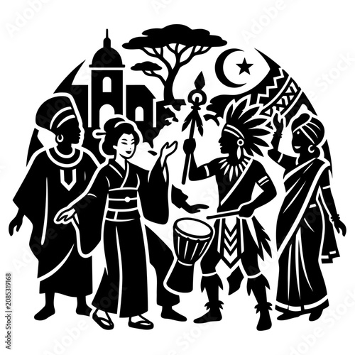 cultural diversity global unity and multi ethnic people from various world cultures celebrating their cultural heritage