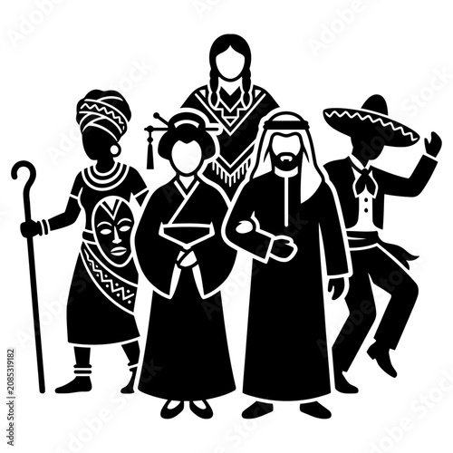 cultural diversity of diverse people from various ethnic groups and world cultures forming an international community