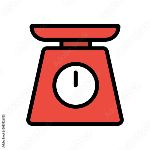 Kitchen scale colored outline icon. Kitchen scale illustration with colorful outline details. Perfect for baking, cooking, food preparation, and kitchen equipment.
