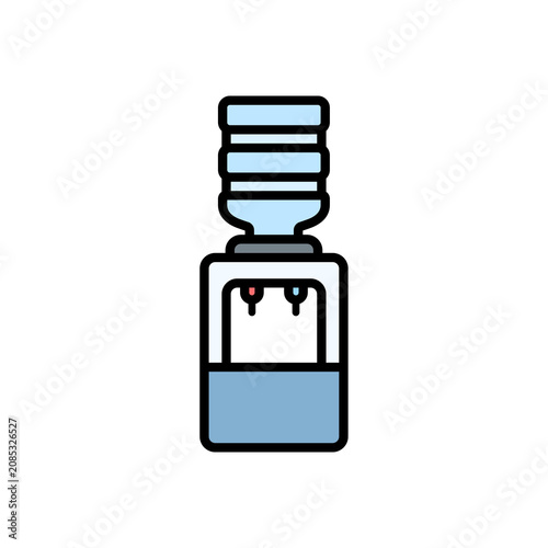 Water dispenser colored outline icon. Water dispenser illustration with colorful outline details. Great for beverage, office, kitchen, and hydration themes.