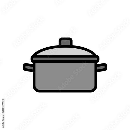 Cooking pot colored outline icon. Cooking pot with lid illustration featuring colorful outline details. Great for kitchen equipment, cooking, and food-related graphics.