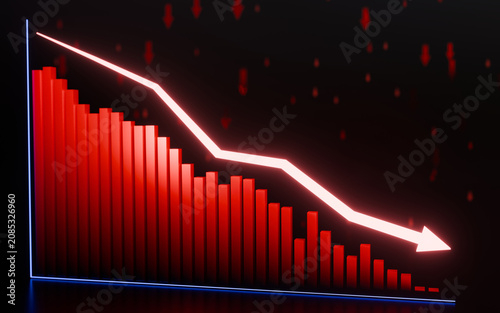 Market turbulence scene with strong visual emphasis on financial collapse, trading risks, and economic instability all portrayed in 3D Rendering.
