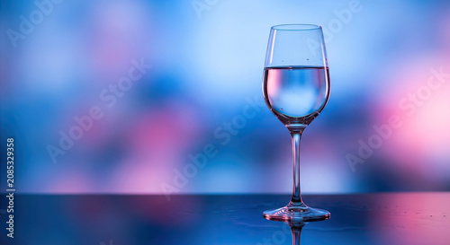 A Wine Glass Filled With Water Against Blurred Vibrant Background