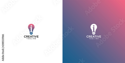 Foto Modern creative letter i lightbulb logo design template representing idea, intel
