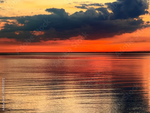 Canvas Print fantastic colorful sunset at the sea, sunset sea horizon