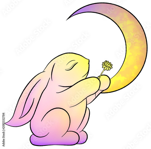 bunny with the moon