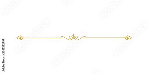 Bilde på lerret Elegant golden decorative line with ornate scroll design and arrow accents, perf